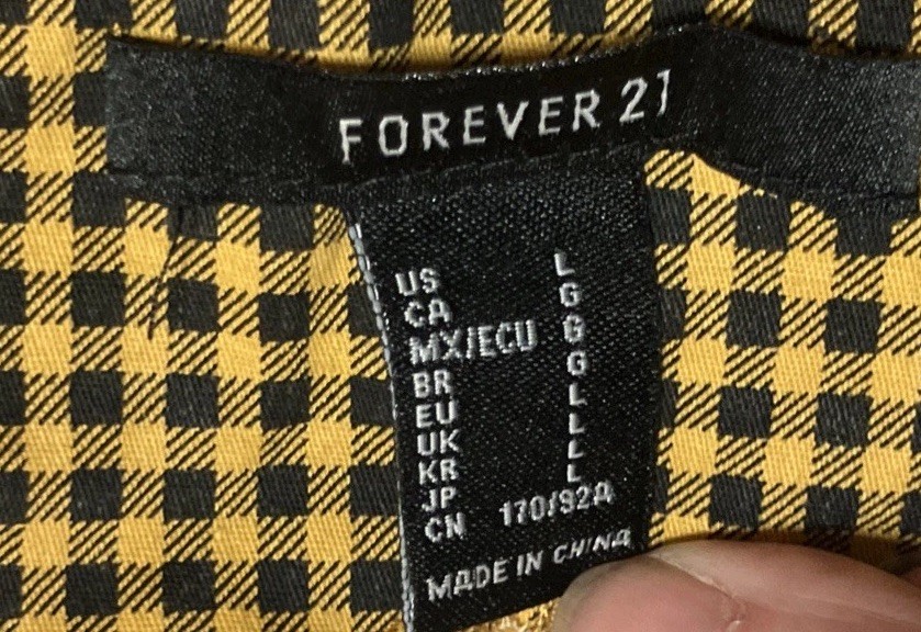 Forever 21 Overall Checkered Mini Dress Size L Yellow And Black