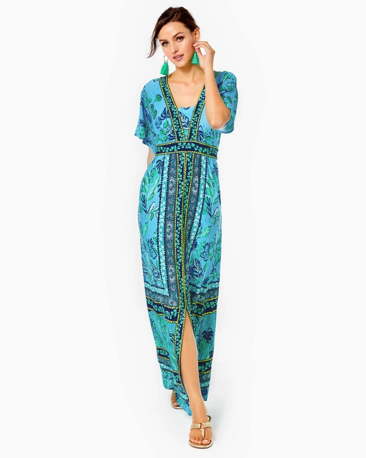 GORGEOUS LILLY PULITZER Ilia SEABREEZE Maxi Vacation Dress Ladies Size 12 LARGE