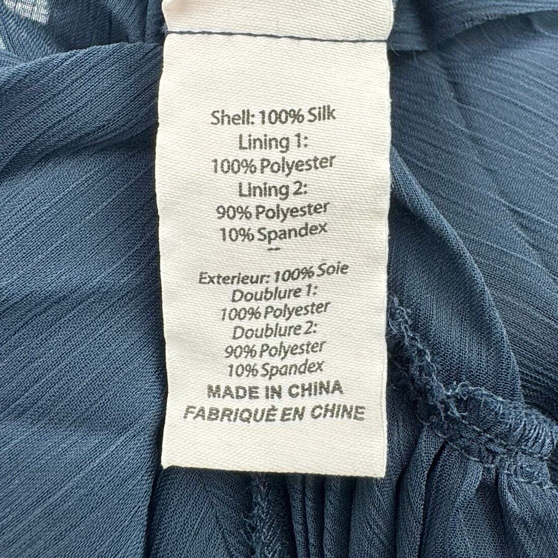 CINQ A SEPT Rhinestones Pleated Hook And Eye Silk Muni Dress Navy Size 8 NWOT