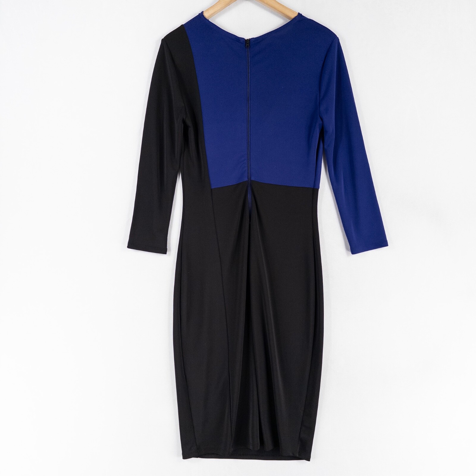 Narciso Rodriguez Design Nation Sheath Dress Small Black Cobalt Cowl Neck