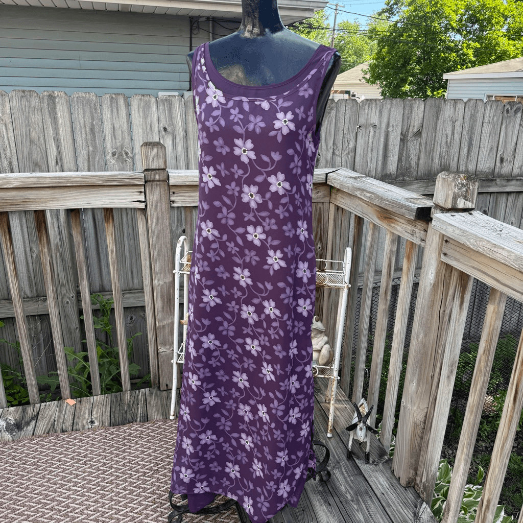NWT Y2K Spiegel Purple Floral Maxi Dress Sleeveless Size 4