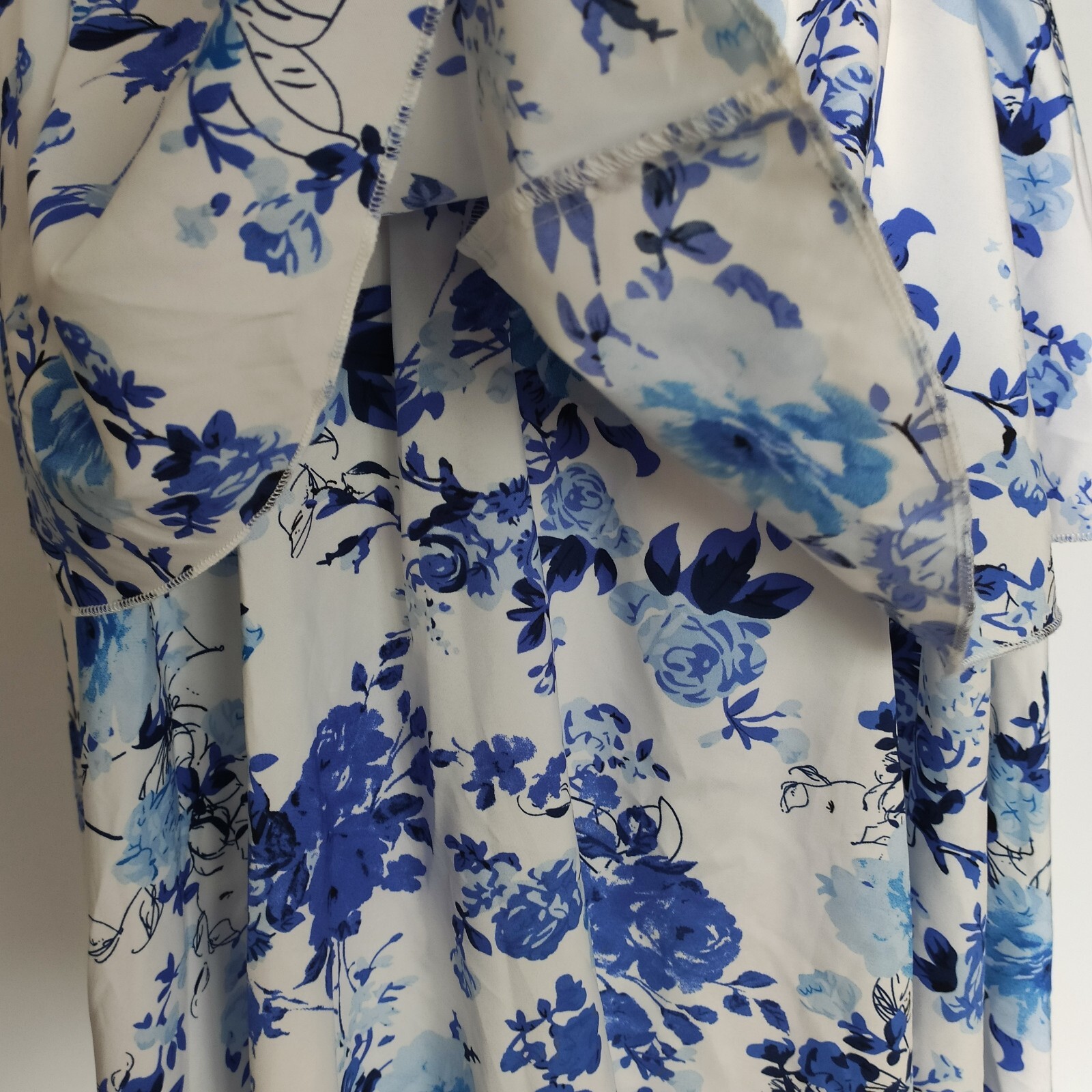 Shein Floral Halter Neck Dress, White & Blue, Layered – Size XL
