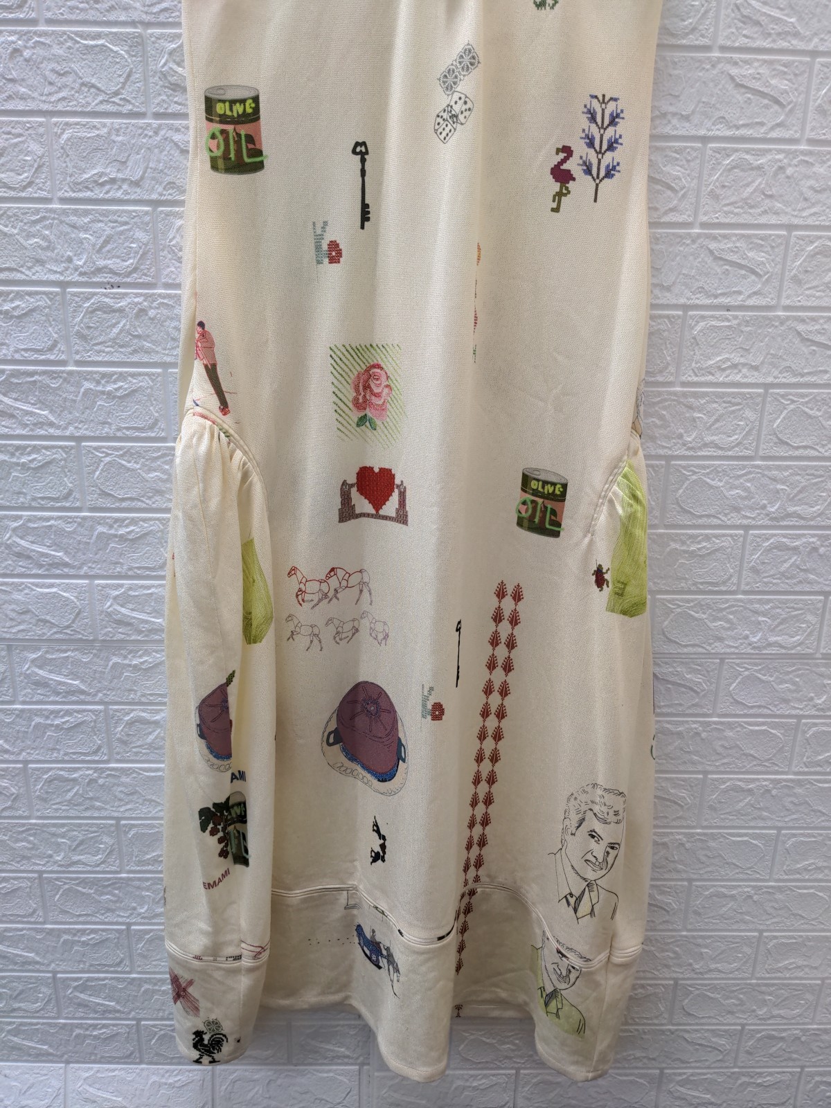 Pre-owned Reemami Halter Maqlouba Knitted Dress Cream Sz M (See Desc.)