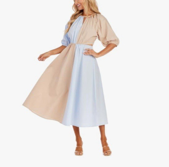 Mud Pie Women’s 100% Cotton Hutton Cut Out Midi Dress Size S Summer New