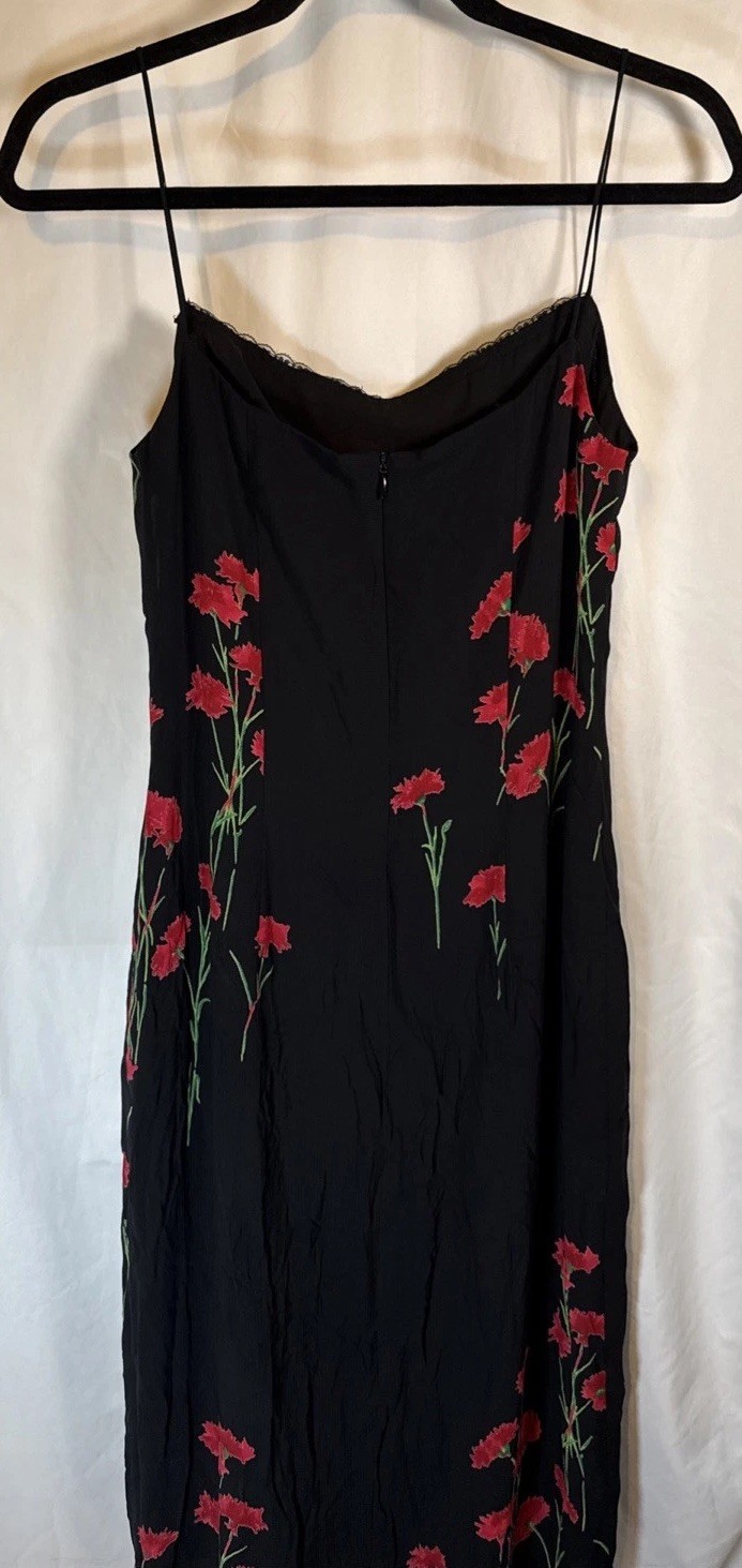 A.B.S. By Allen Schwartz Vintage Y2K Black Floral Spaghetti Strap Slip Dress Sz6