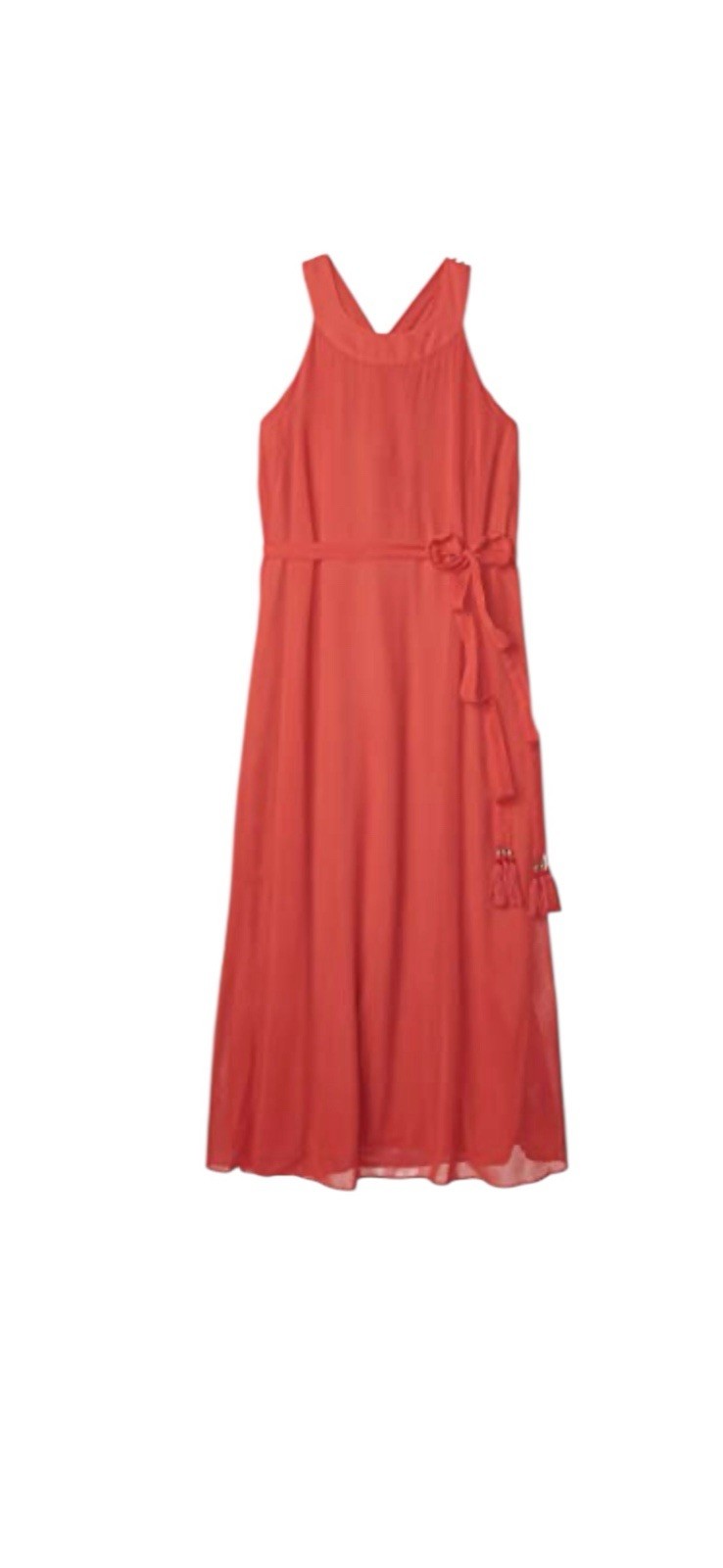 City Chic Halter Bliss Maxi Dress Size 16 Muted Burnt Orange Chiffon NWT.