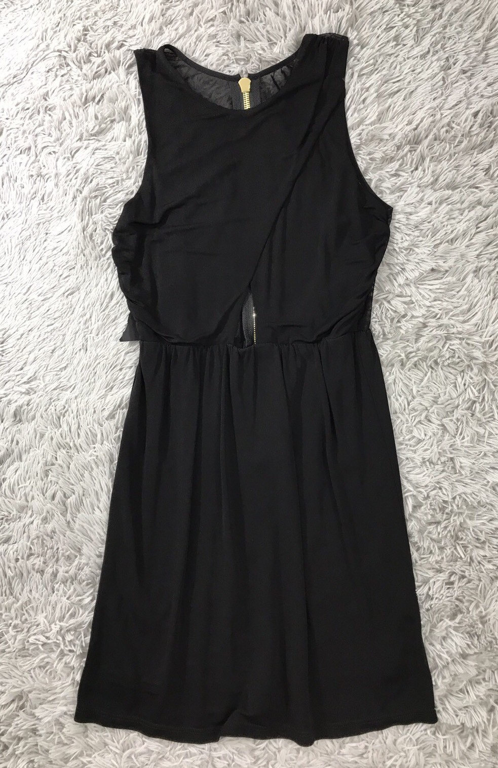 Guess by Marciano Black Cutout Faux Wrap Sheer Back Dress Medium Stretch