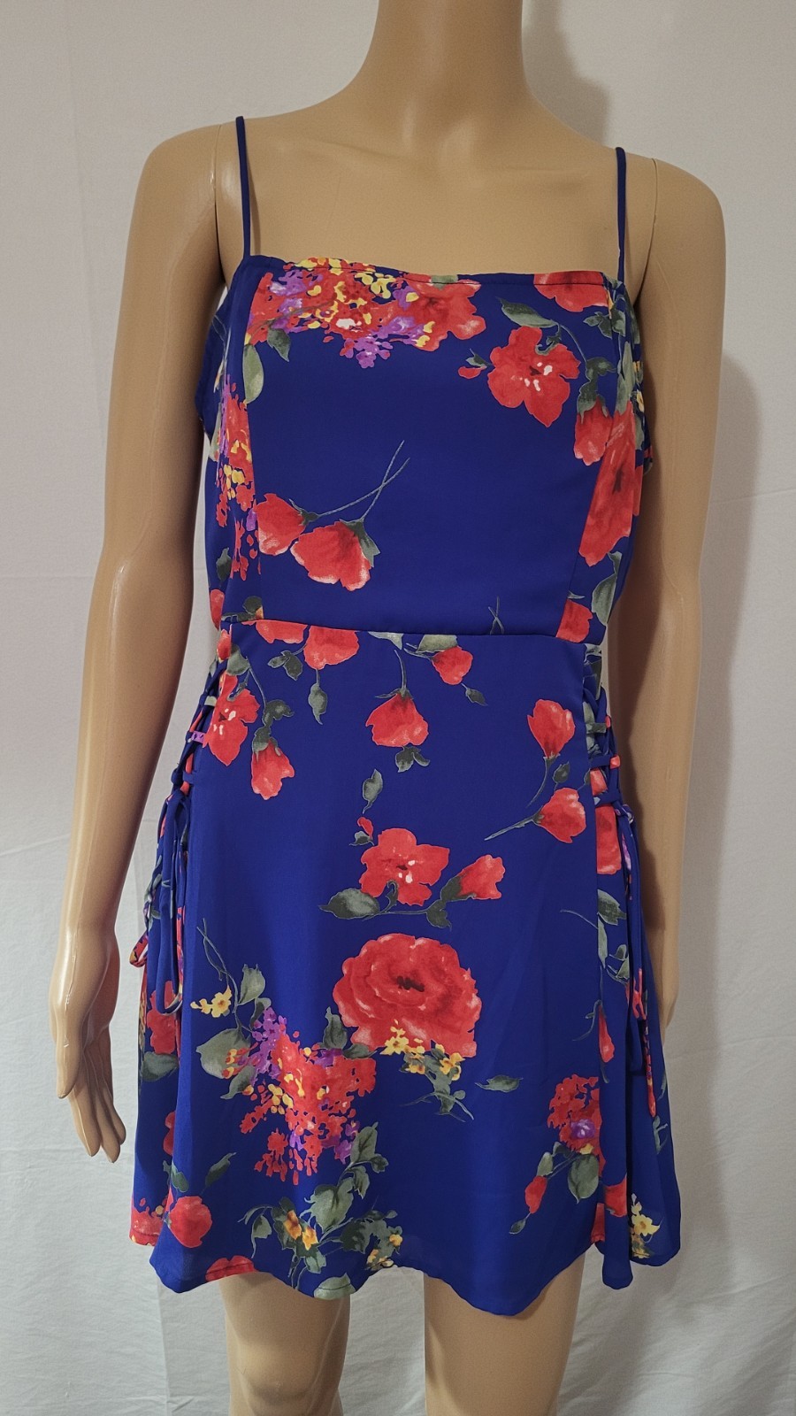 Altar’d State Womens Blue Floral Sundress Fit & Flare Size Medium Multicolor
