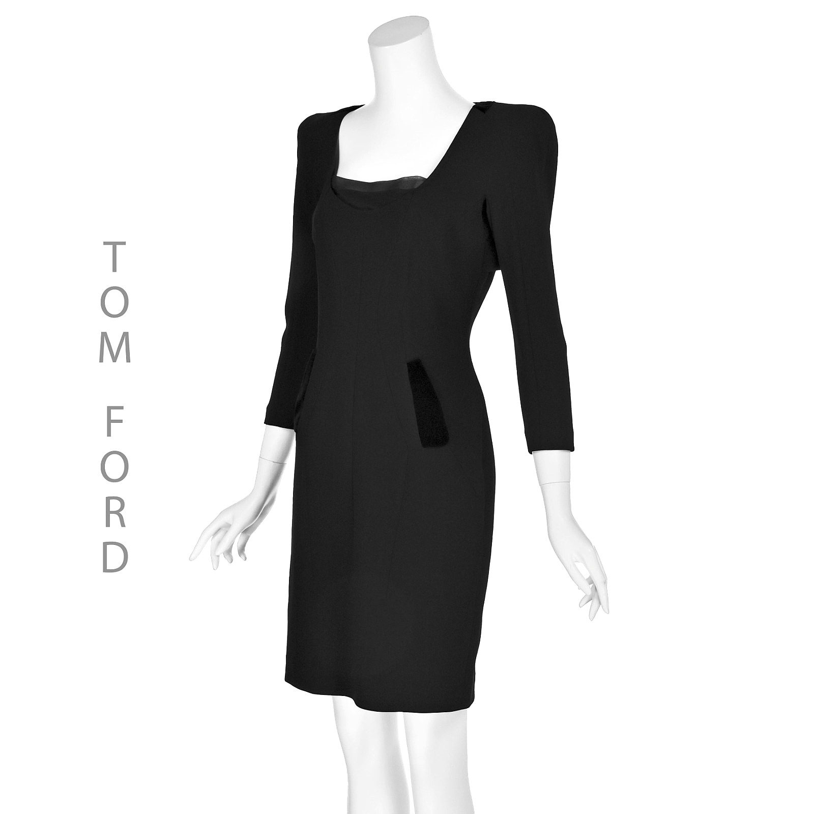 TOM FORD Black Crepe Mini Cocktail Dress SIZE IT42, US6-8