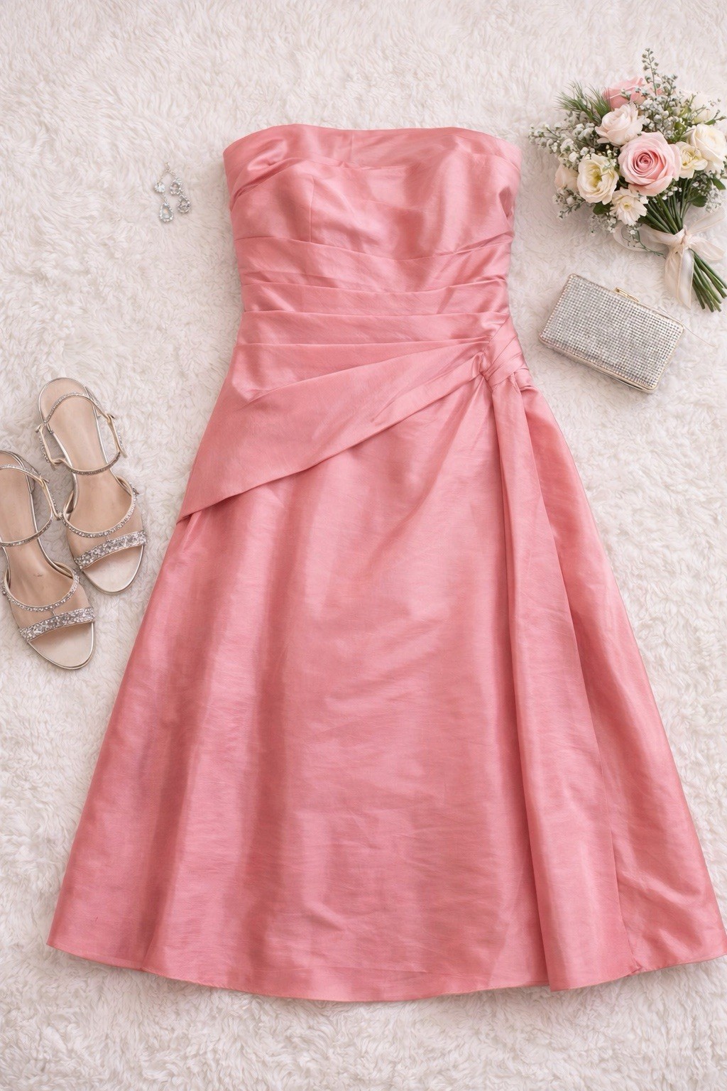 Pink Strapless Prom Dress B2 by B Darlin Size 8 Satin Formal Dress