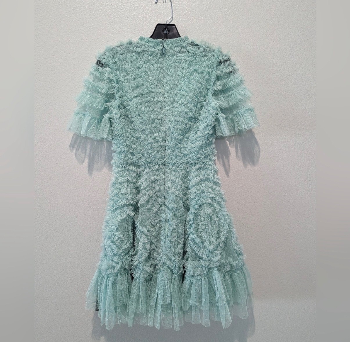 Needle & Thread Verity Ruffle Mini Dress Size 2 Green NEW with Tags