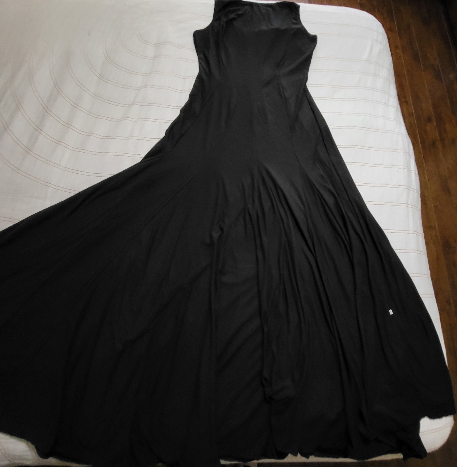 Maxi Dress Architectural Seams Fit Flare Size L Sleeveless Long Skirt