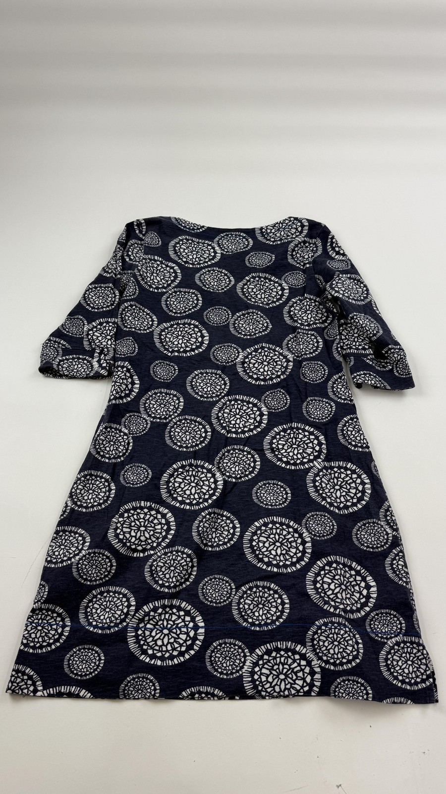 Hatley Dress Womens Medium Blue A-Line Shift V-Neck 3/4 Sleeve Geometric Print