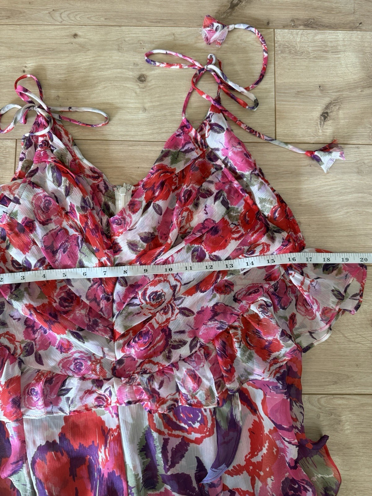 MISA Los Angeles Floral Ruffle Maxi Dress Size M Tie Shoulder NWOT