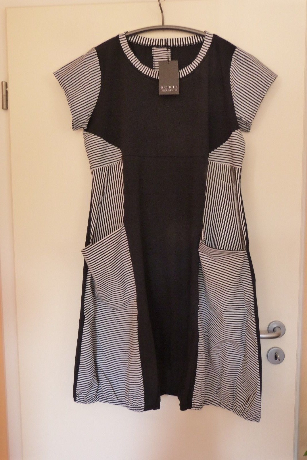 BORIS INDUSTRIES BALLOON Dress 48 50 (5) NEW! black white a shape lagenlook