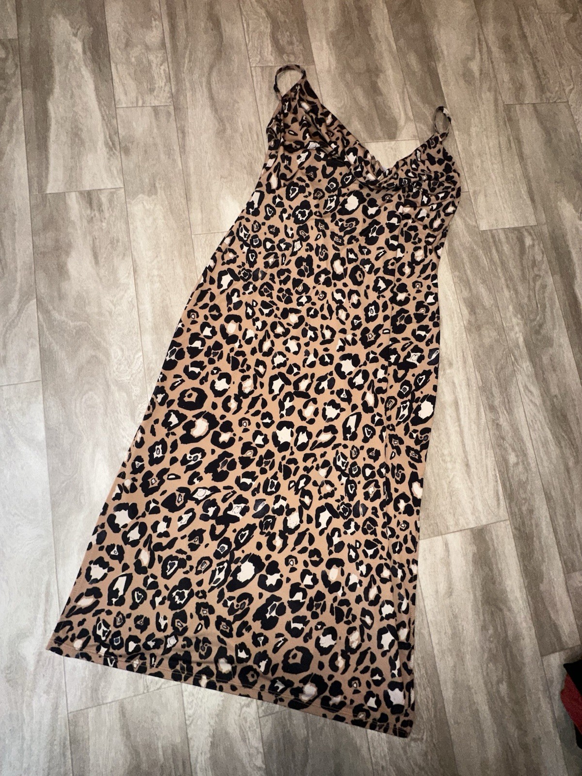 ASOS leopard print maxi dress with the adjustable straps and slits up both sides