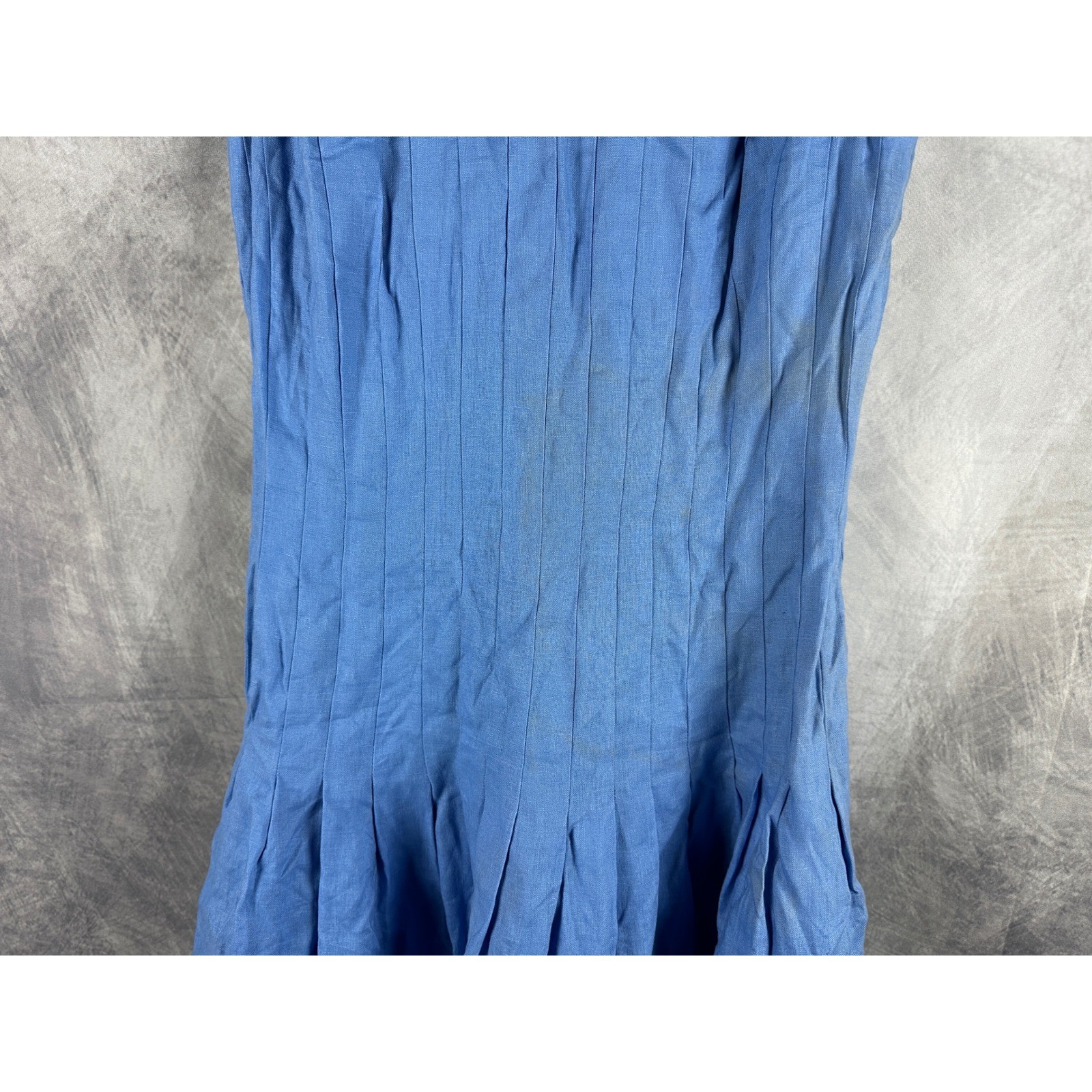Lauren Ralph Lauren Blue Linen Pintuck Pleated Fit Flare Dress NWT Size 2
