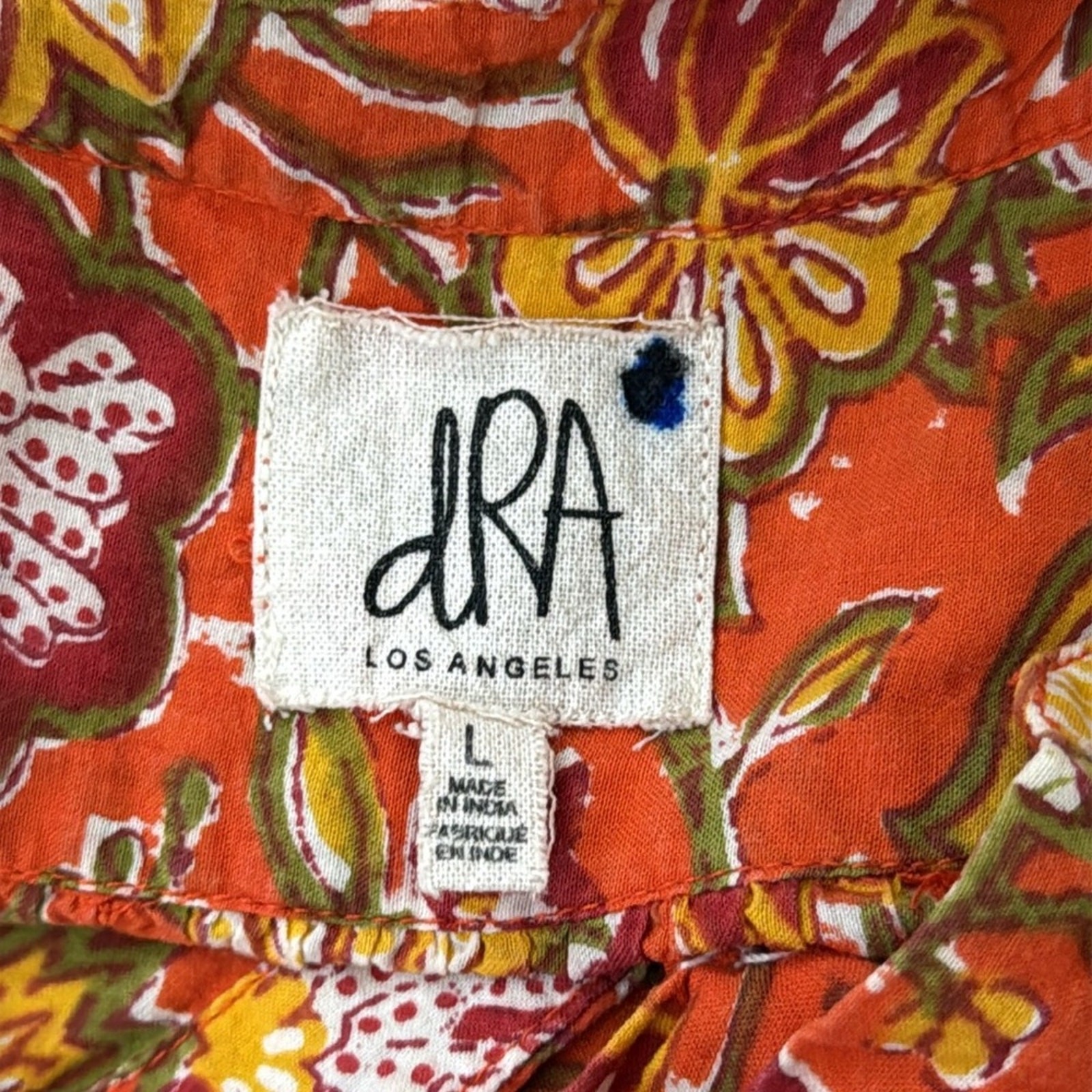 dRA Los Angeles Anthropologie Orange Multi Paisley Floral Boho Hippie Maxi Dress