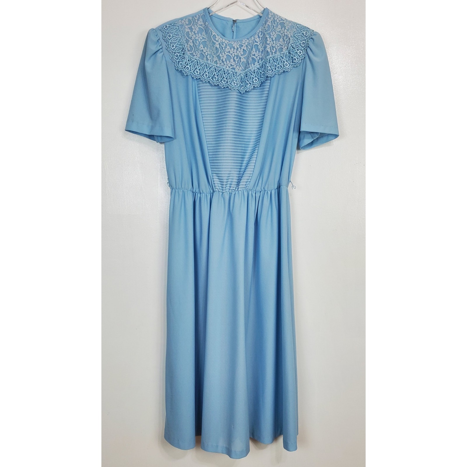 Vintage Jennifer Gee size 14 fit flare dress lace belt stretch 60s 80s fairy 70s