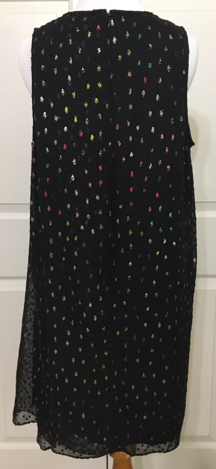 NWT Alex Marie size 10 black pink gold sleeveless polka dot dress $148