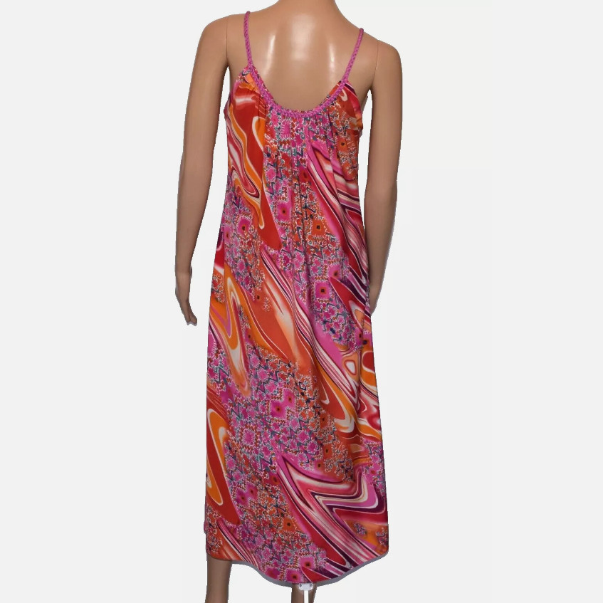 NATORI Multicolor Geometric Sleeveless Unlined Lightweight Halter Maxi Dress S