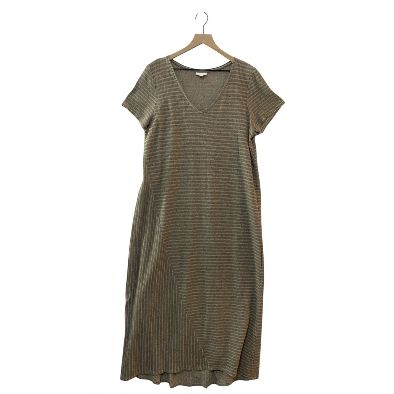 J. Jill Pure Jill Striped Maxi Dress Size L 100% Cotton Neutral Brown Minimalist