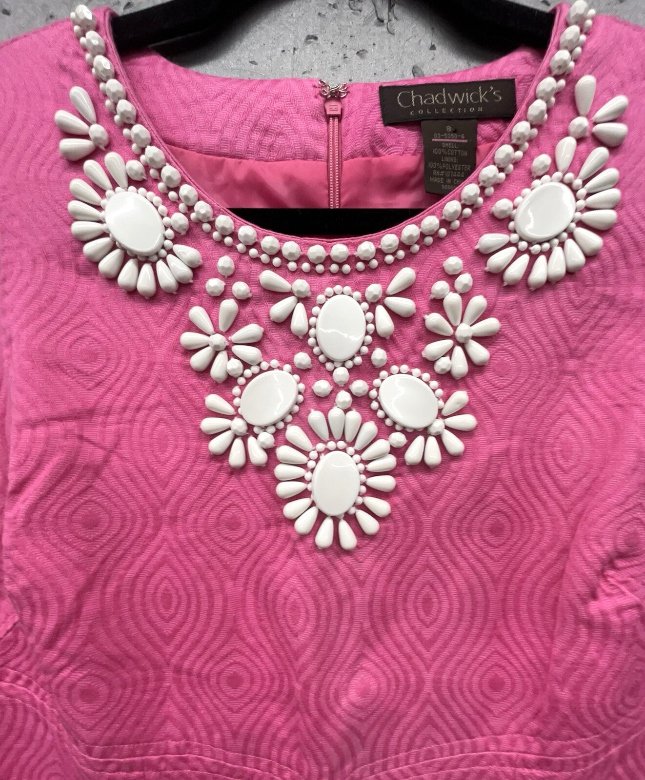 Chadwicks Dress 8 Pink Sleeveless Beaded Embellished Preppy Coastal Vacation