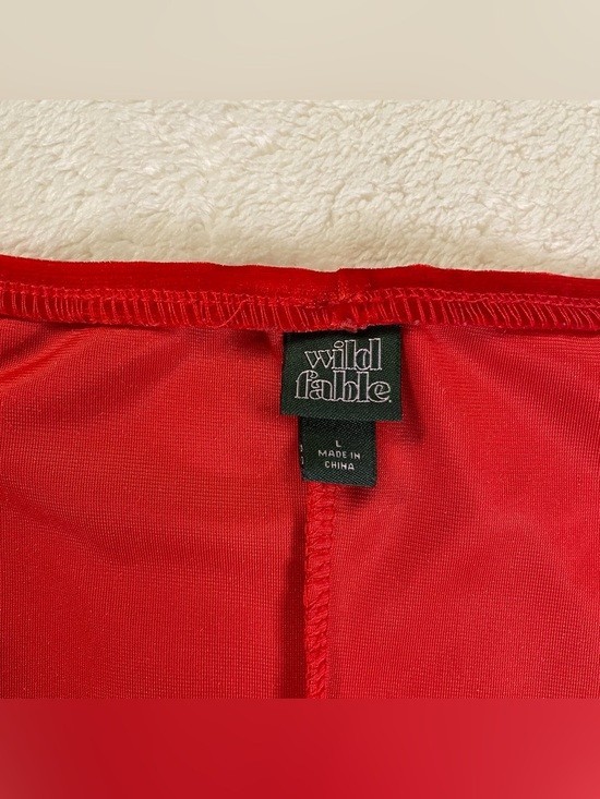 Wild Fable Bright Red Crushed Velvet Ruched Bodycon Dress size L