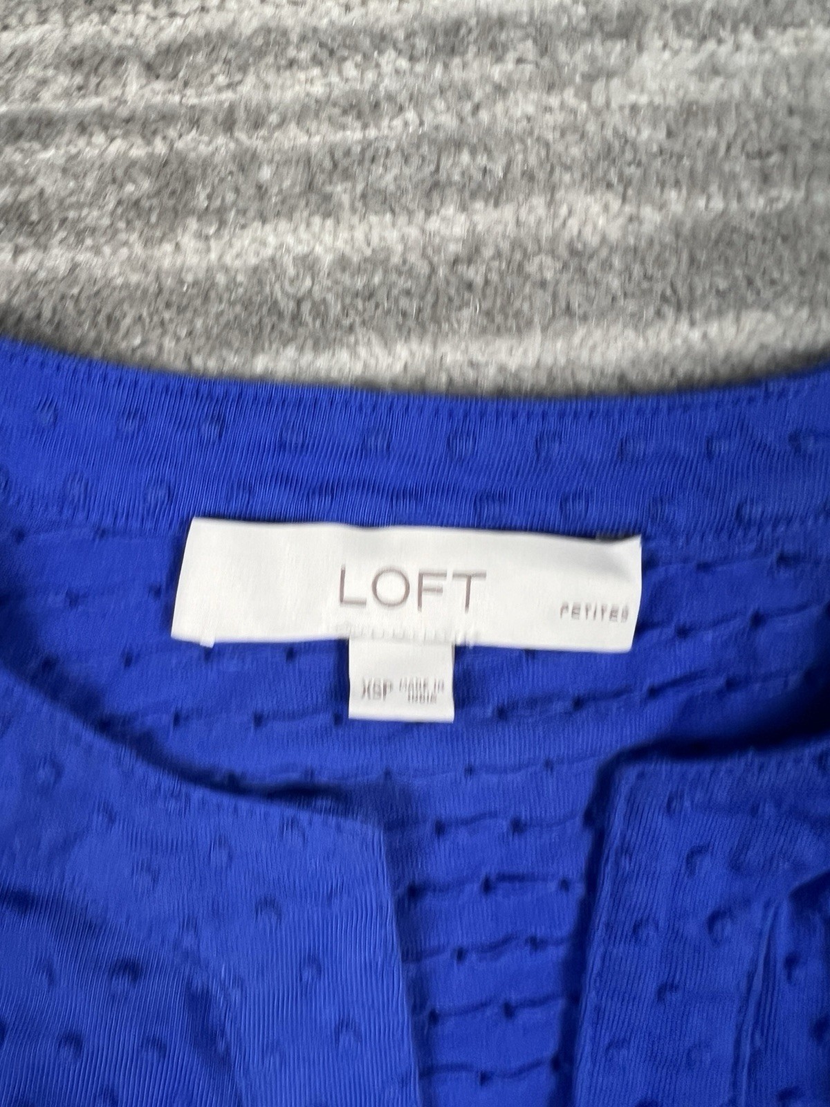 Loft Dress Womens XSP Blue V-Neck Mini Cotton Blend Textured Casual