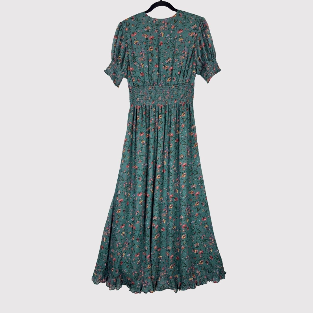 Hill House Home Maxi Dress Green The Georgia Nap V Neck Floral Smocked Medium