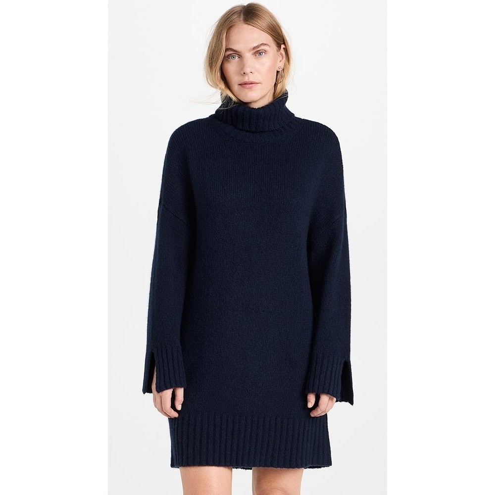 Favorite Daughter St. James Sweater Dress XL Navy Cashmere Wool Turtleneck