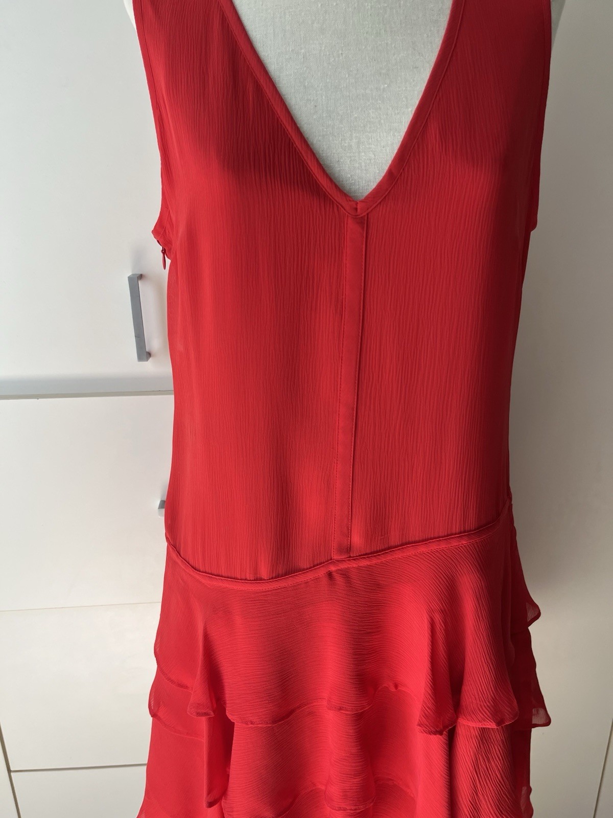 Opening Ceremony Blaze Red Silk Ruffle Dress V Neck- Size 6