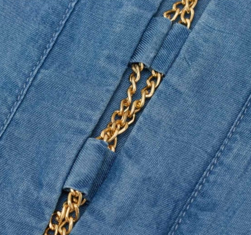 MICHAEL KORS BLUE CHAMBRAY DENIM LACE-UP SHIFT DRESS SIZE LARGE RRP £175.00 VGC