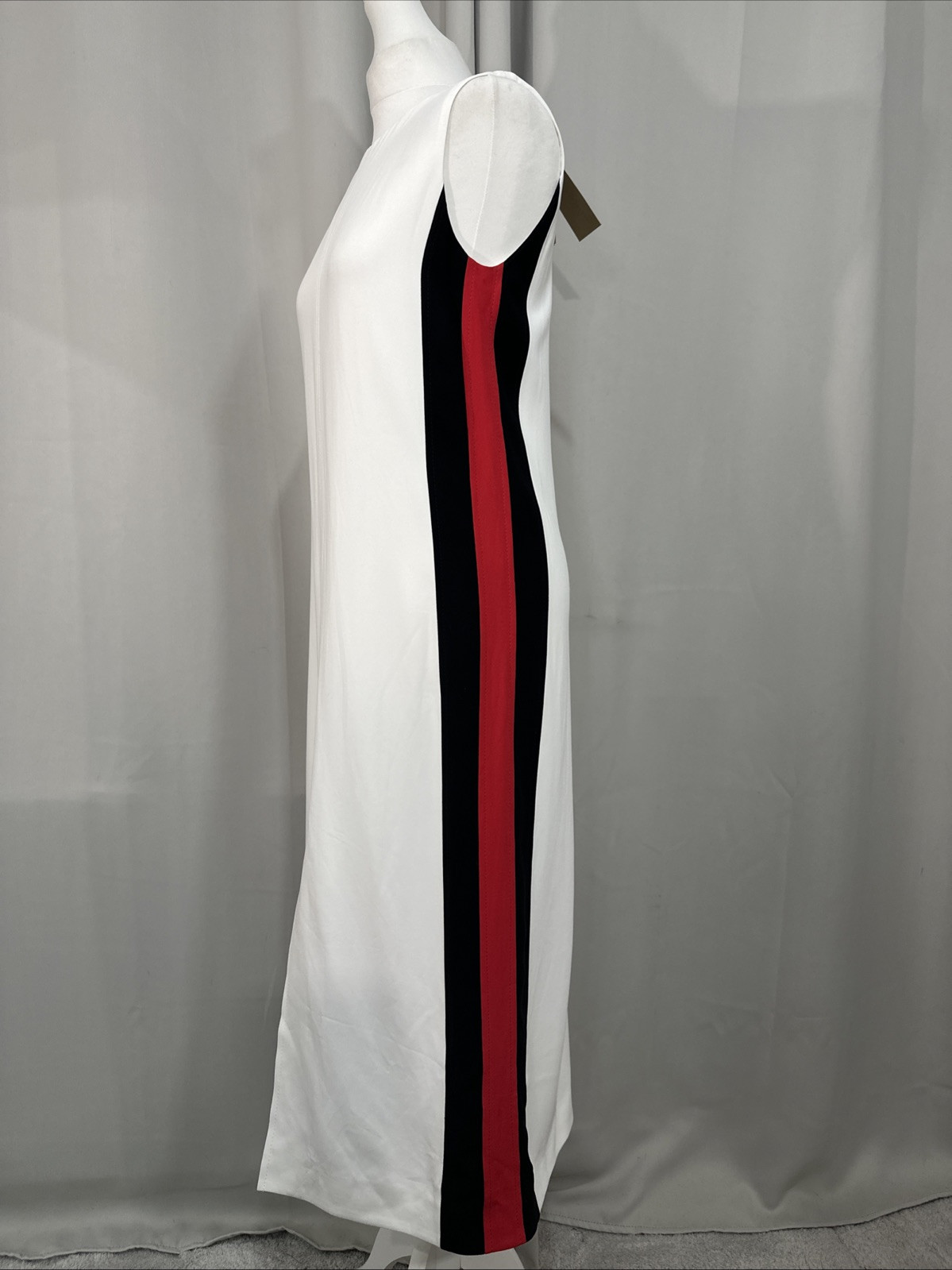 BURBERRY Selene Sleeveless Side-striped Midi Dress In Off White RRP$1350 A35