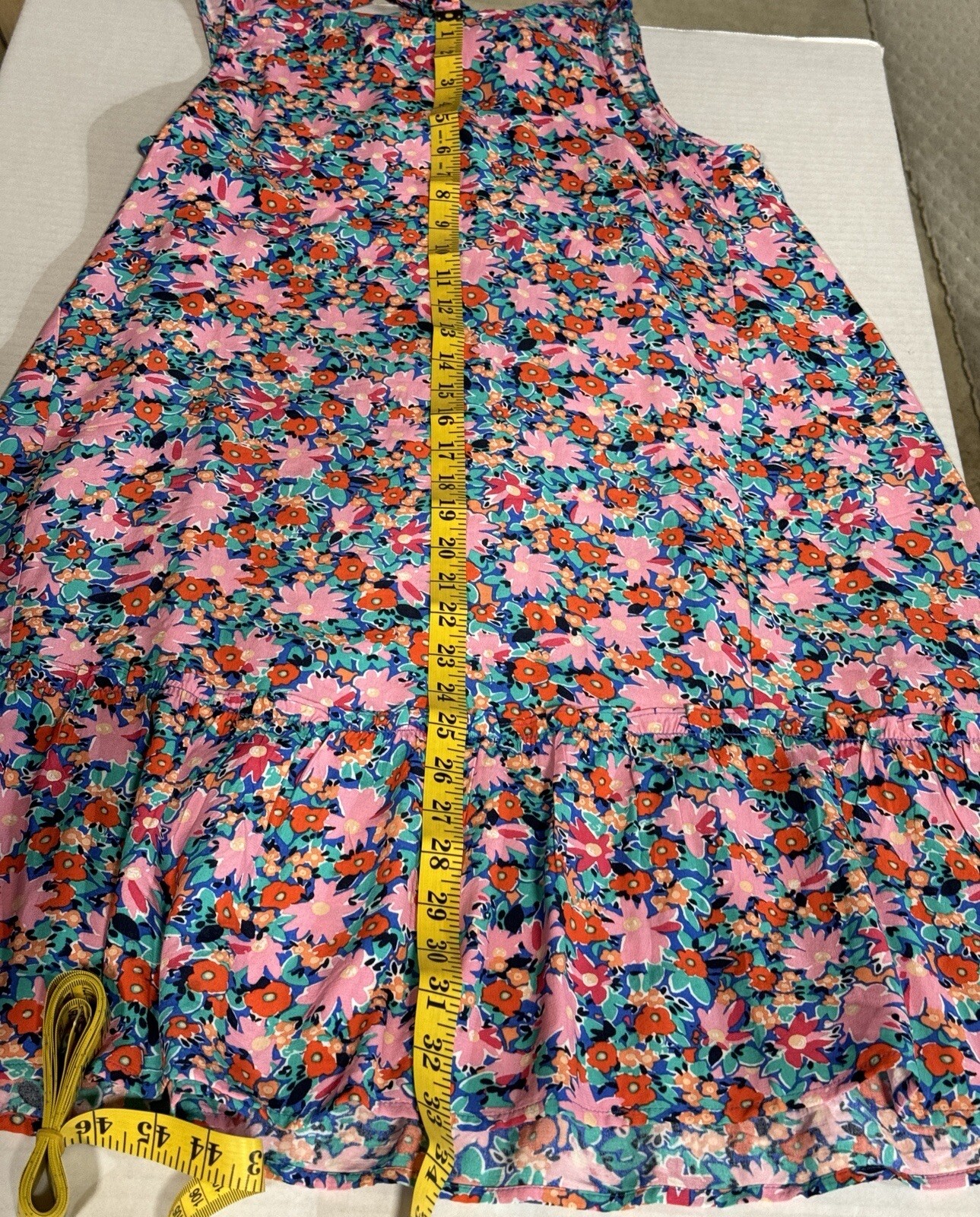 LOFT Dress Daisy Tie Back Flounce Sleeveless Floral Size Petite Small Women EUC
