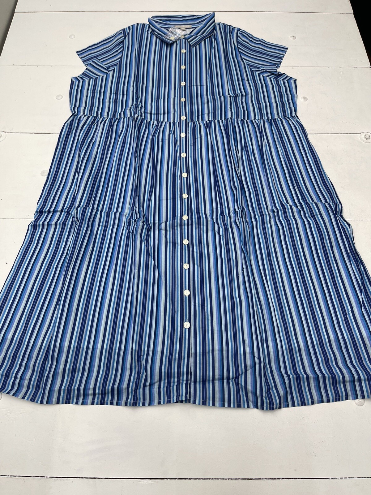 Woman Within Blue Stripe Button Down Dress Women’s Size 28W