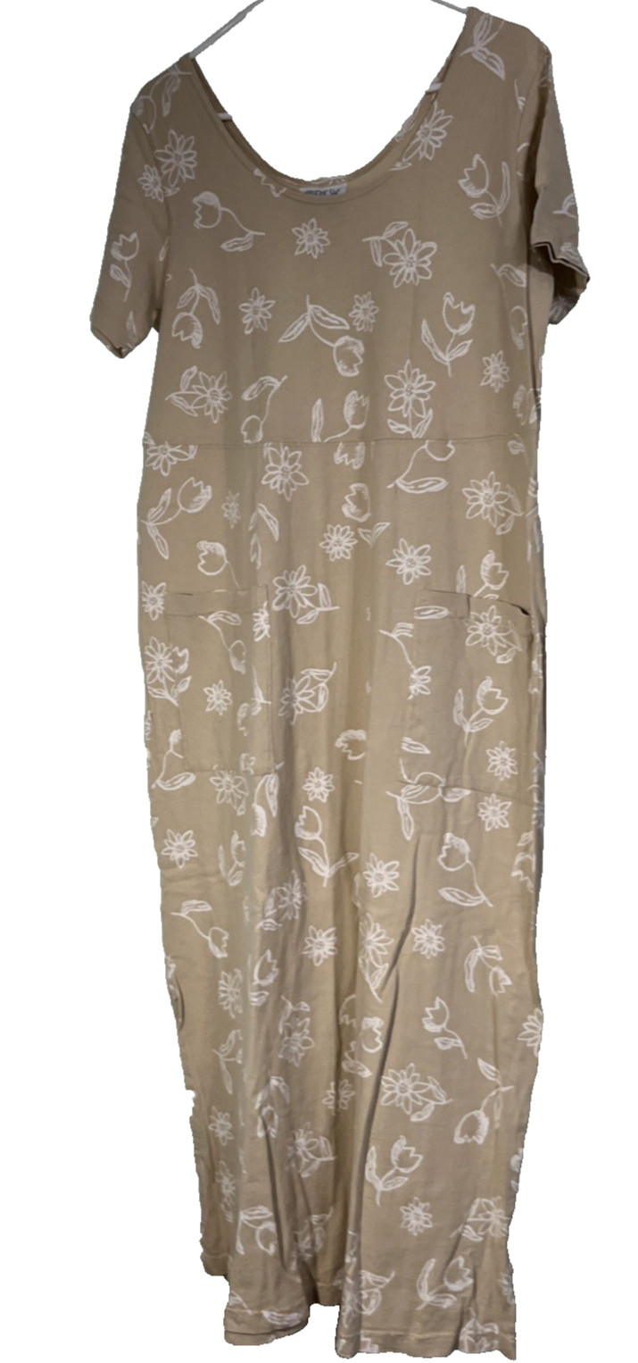 Vintage Fresh Produce Womens TAN Cotton Maxi Dress EUC LARGE