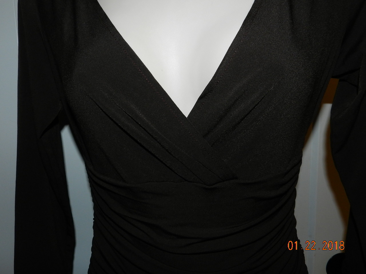 *NEW YORK & CO* Holiday V Neck rouched waist brown Dress XS