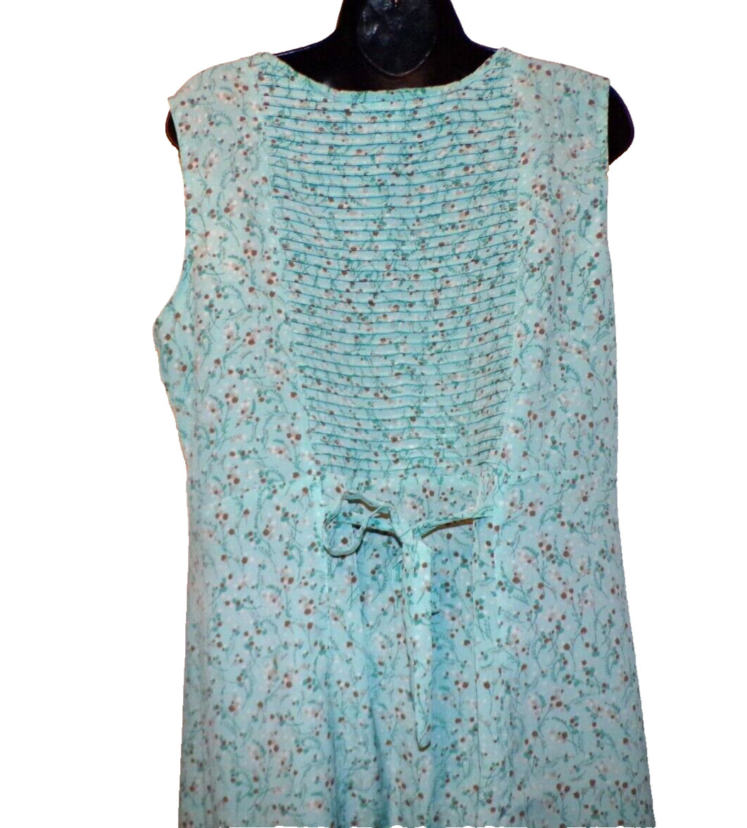 Christopher & Banks pintuck Women water-color light blue button Dress Sz 16 LB2