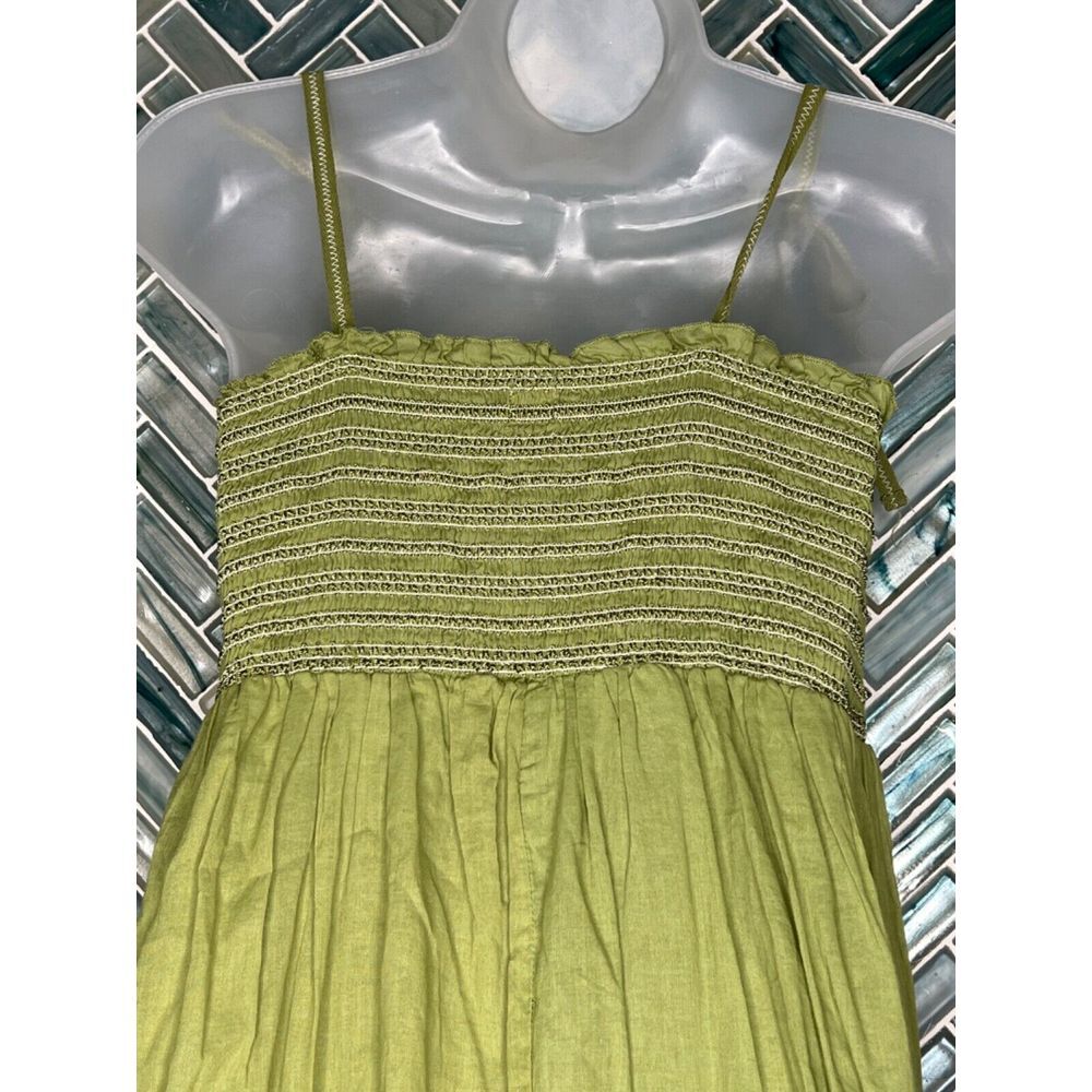 MOSSIMO GREEN SMOCKED TIE SHOULDER STRAPS FLOWY AIRY BOHO RUFFLE SUNDRESS MEDIUM