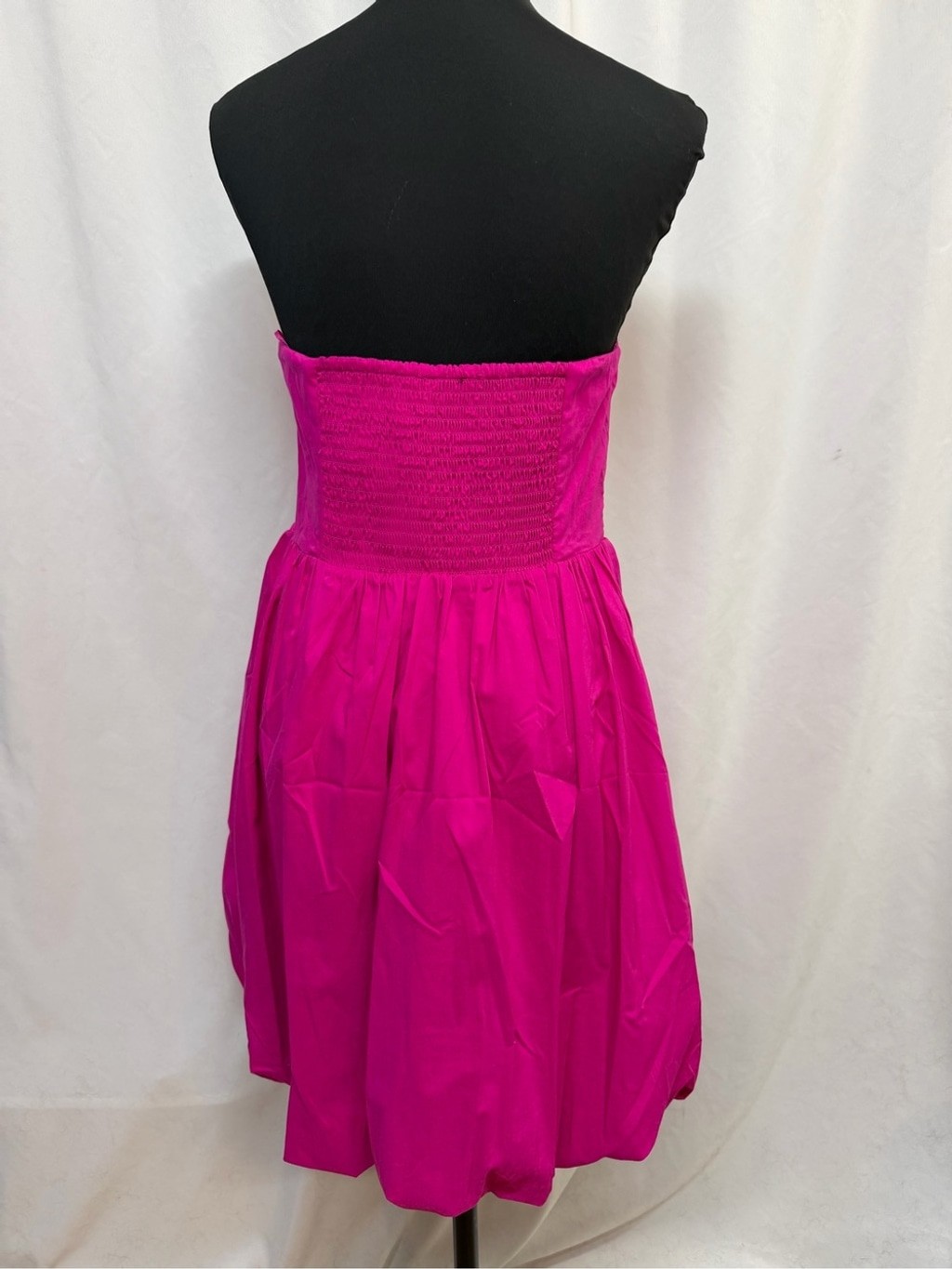 Express Women’s M Pink Strapless Bubble Hem Dress Smocked Back NWT Party