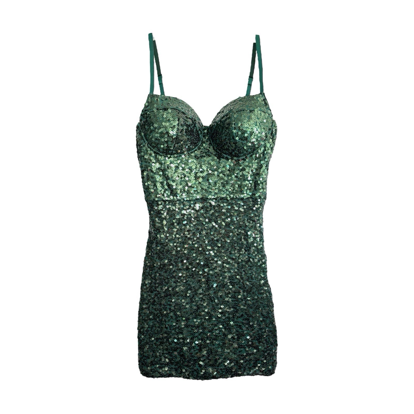 Corset Sequined Bodycon Mini Dress Women’s Medium / M Green Y2K Glam Sparkle