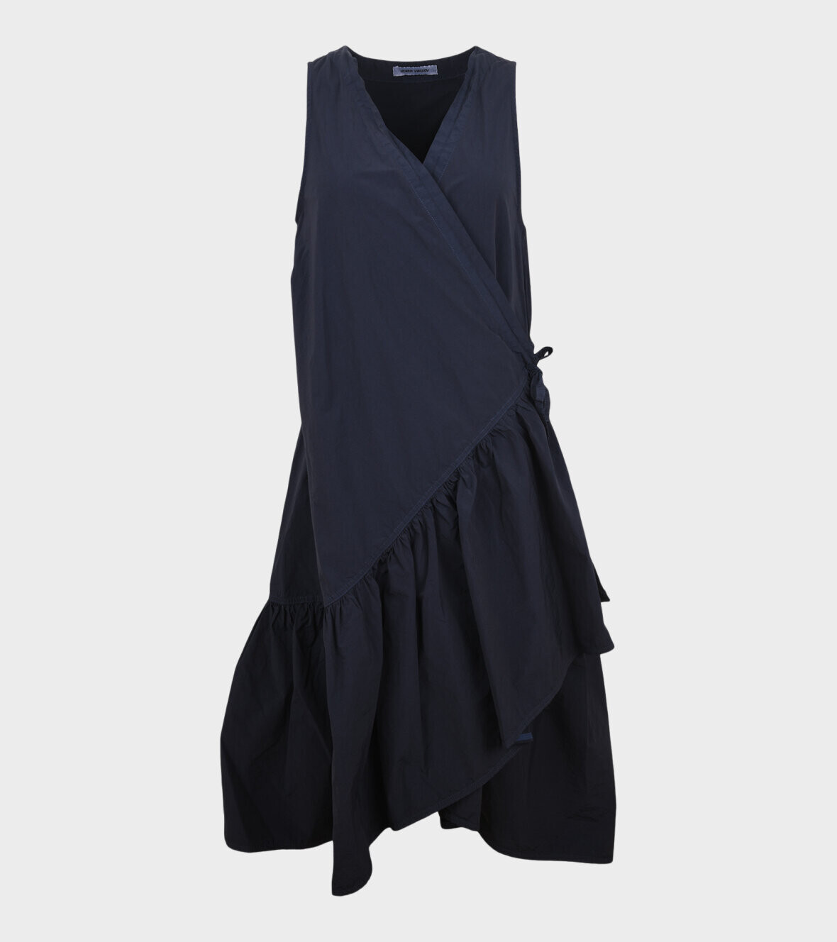 HENRIK VIBSKOV DARK NAVY NYLON COTTON RUFFLE DRESS BLAZE-XS