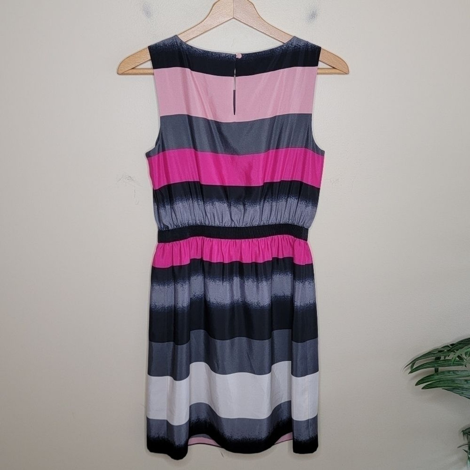 Loft Pink Gray Black Wide Striped Sleeveless Sheath Dress Size XS Spring Summer
