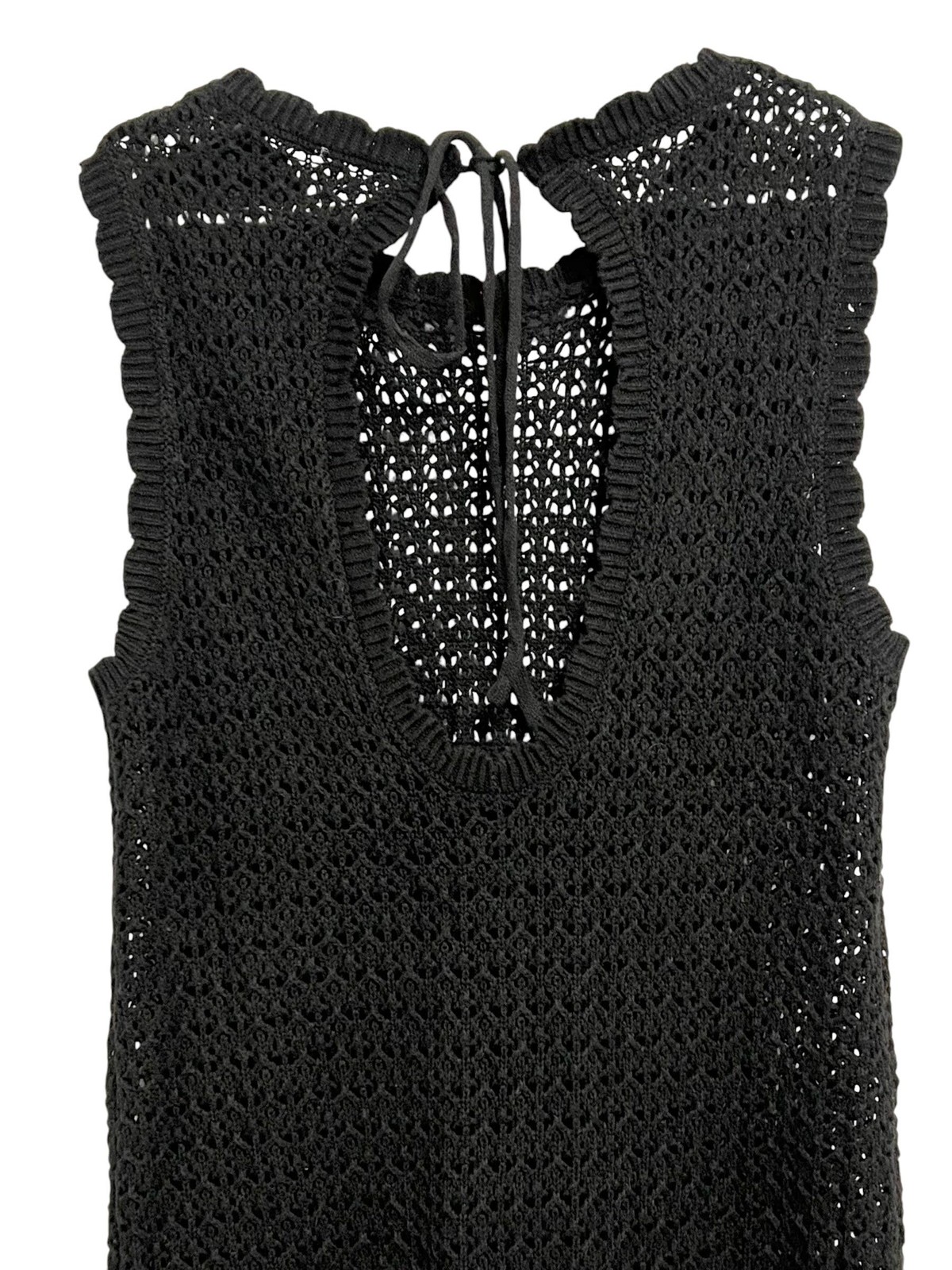 FISOEW Dress Womens Medium Black Crochet Tank Shift Beach Coverup Boho Summer
