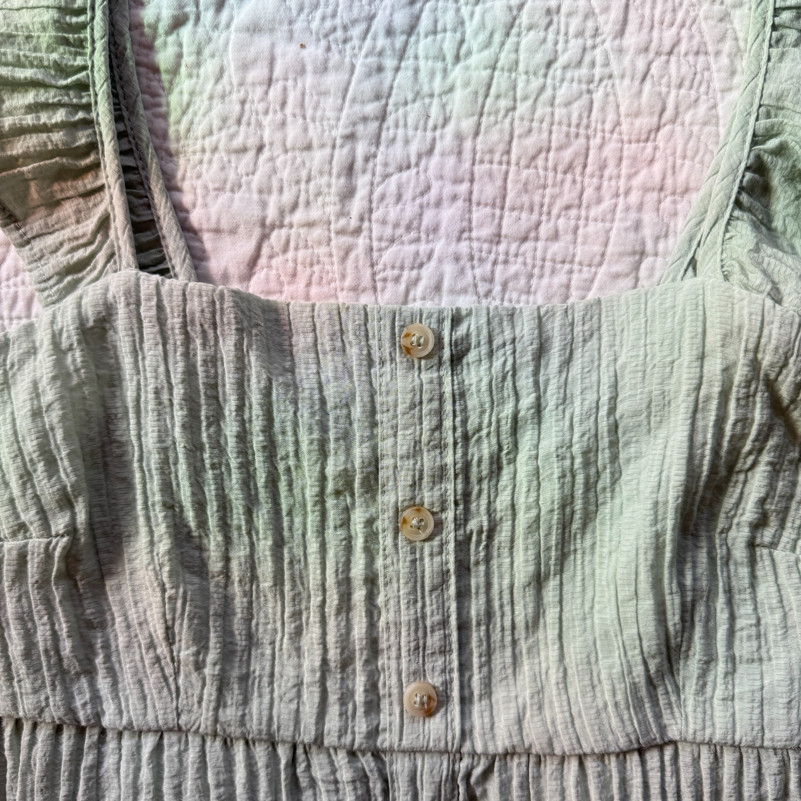 By The River Sage Green Tiered Midi Dress Size S Cottagecore Prairie Regencycore