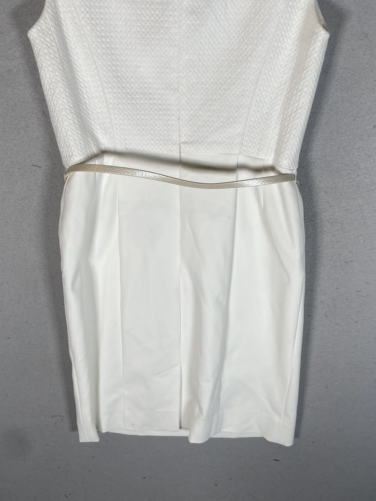 Etcetera White Cap Sleeve Dress Side Zipper Pockets Zipper With Belt Sz 2