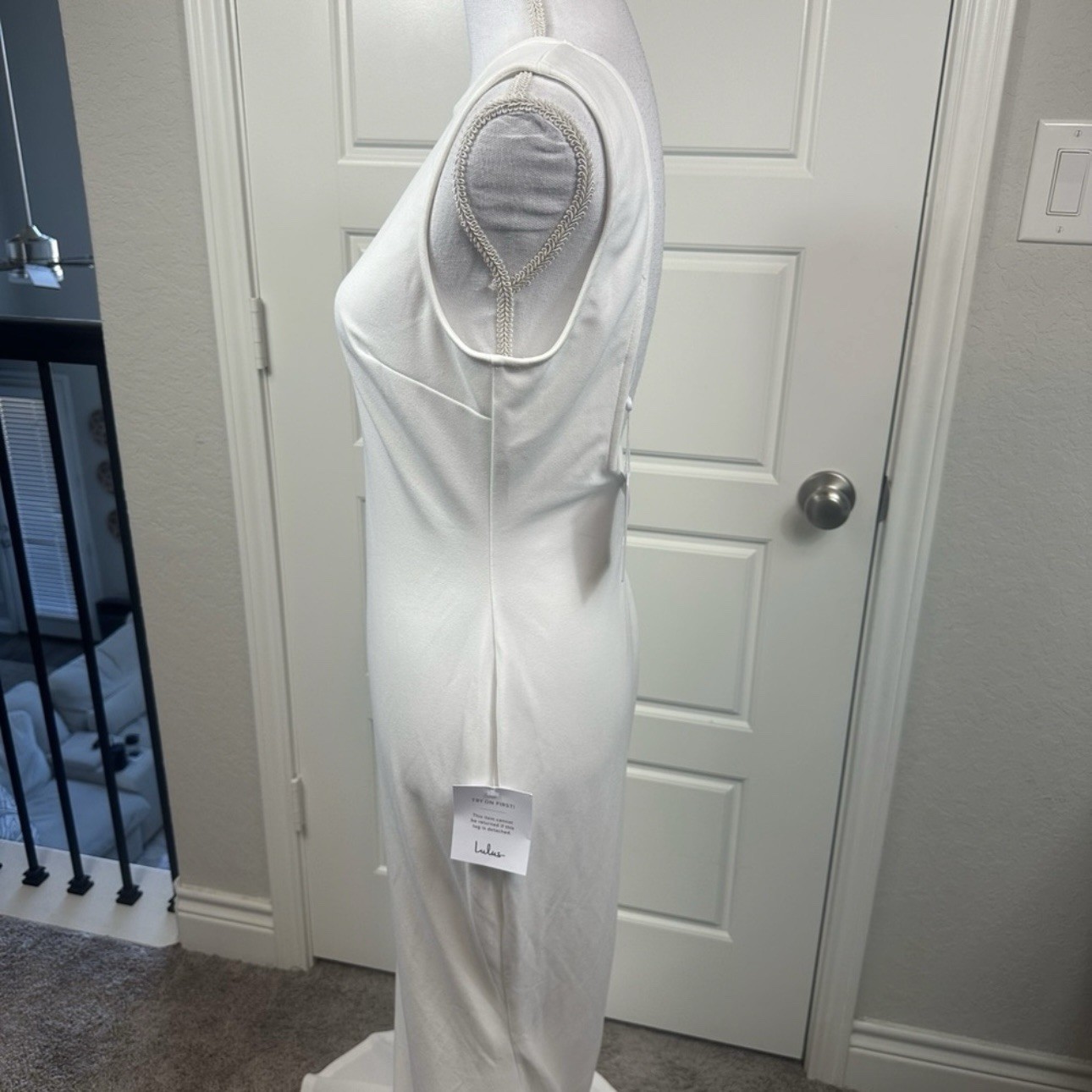 Lulus Va Va Voom White Backless Sleeveless Mermaid Maxi Dress Size Large NWT