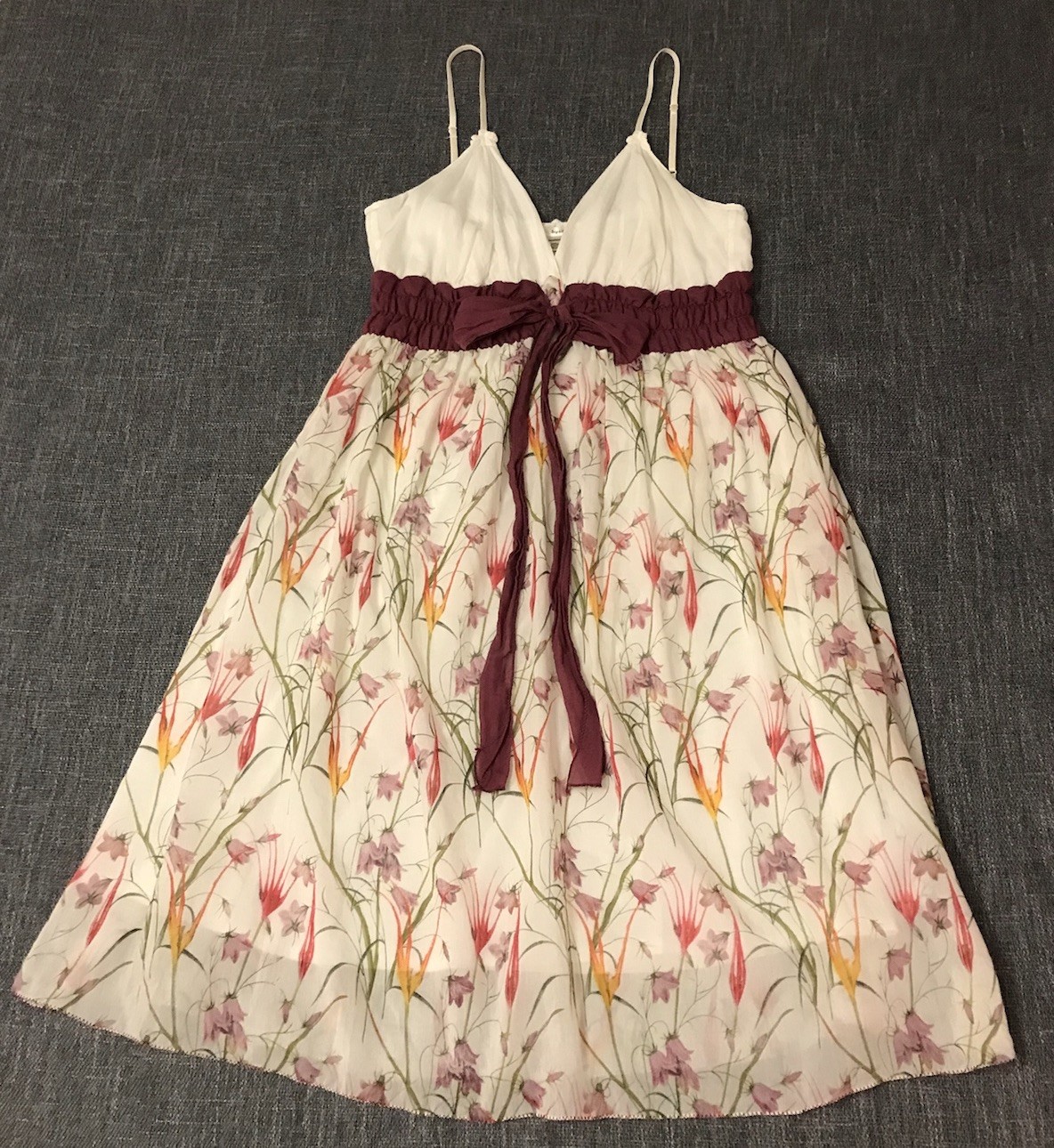Sophie Max Silk Blend Baby Doll Dress Floral Sundress Size Large Fairy Delicate