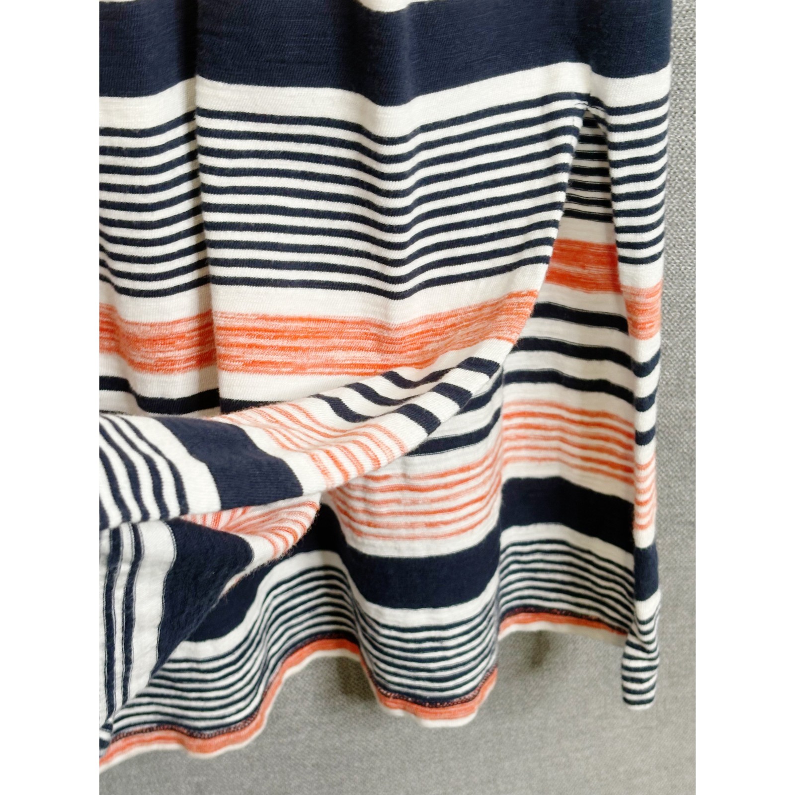 Talbots Dress Womens Extra Large Blue White Orange Striped Maxi Tasseled Beachy
